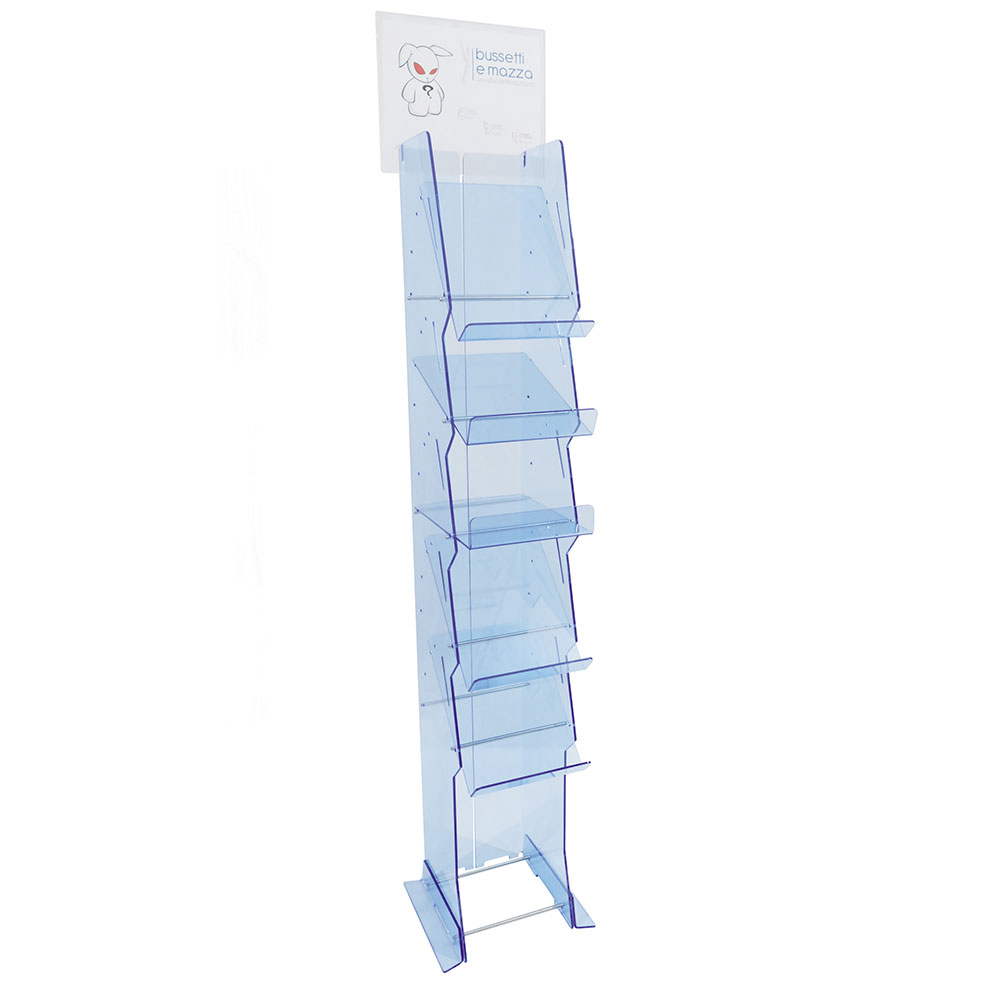 Porta brochure in plexiglass da pavimento MOAI